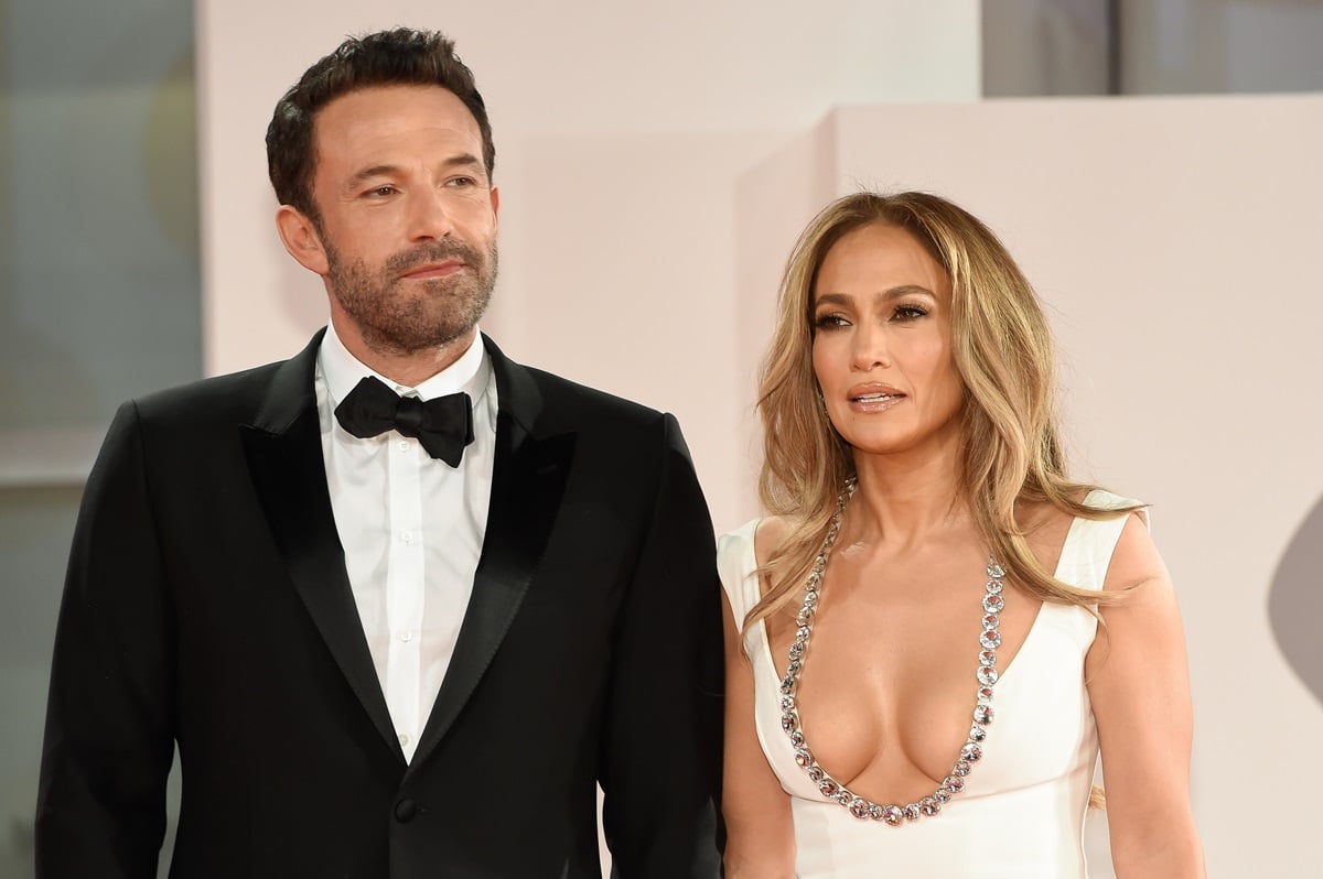 Ben Affleck posing with Jennifer Lopez at the Venice International Film Festival.