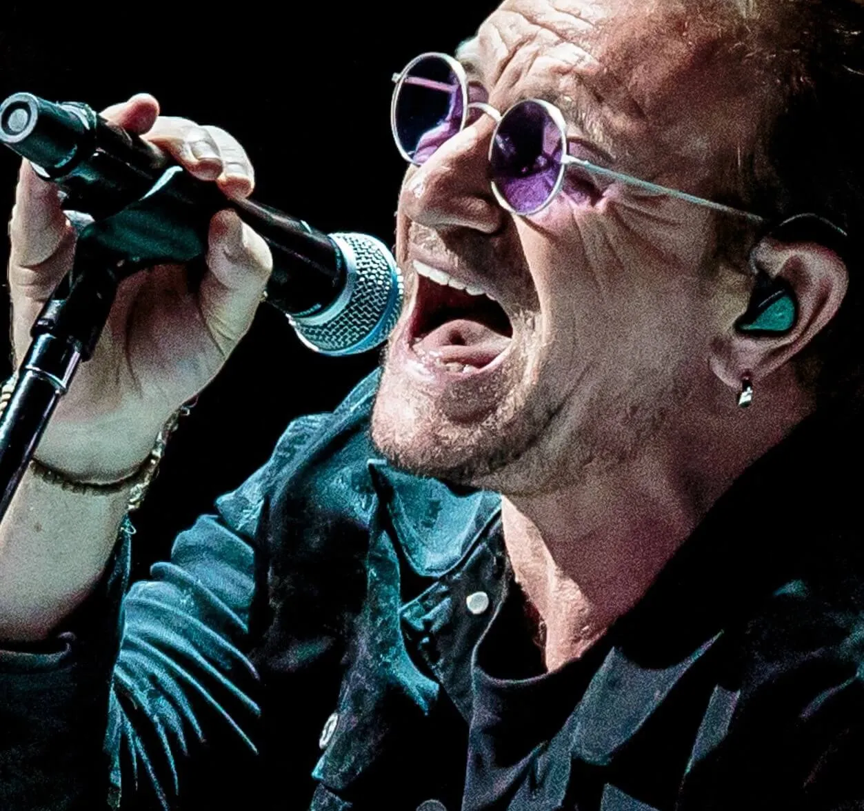 Bono wearing glasses