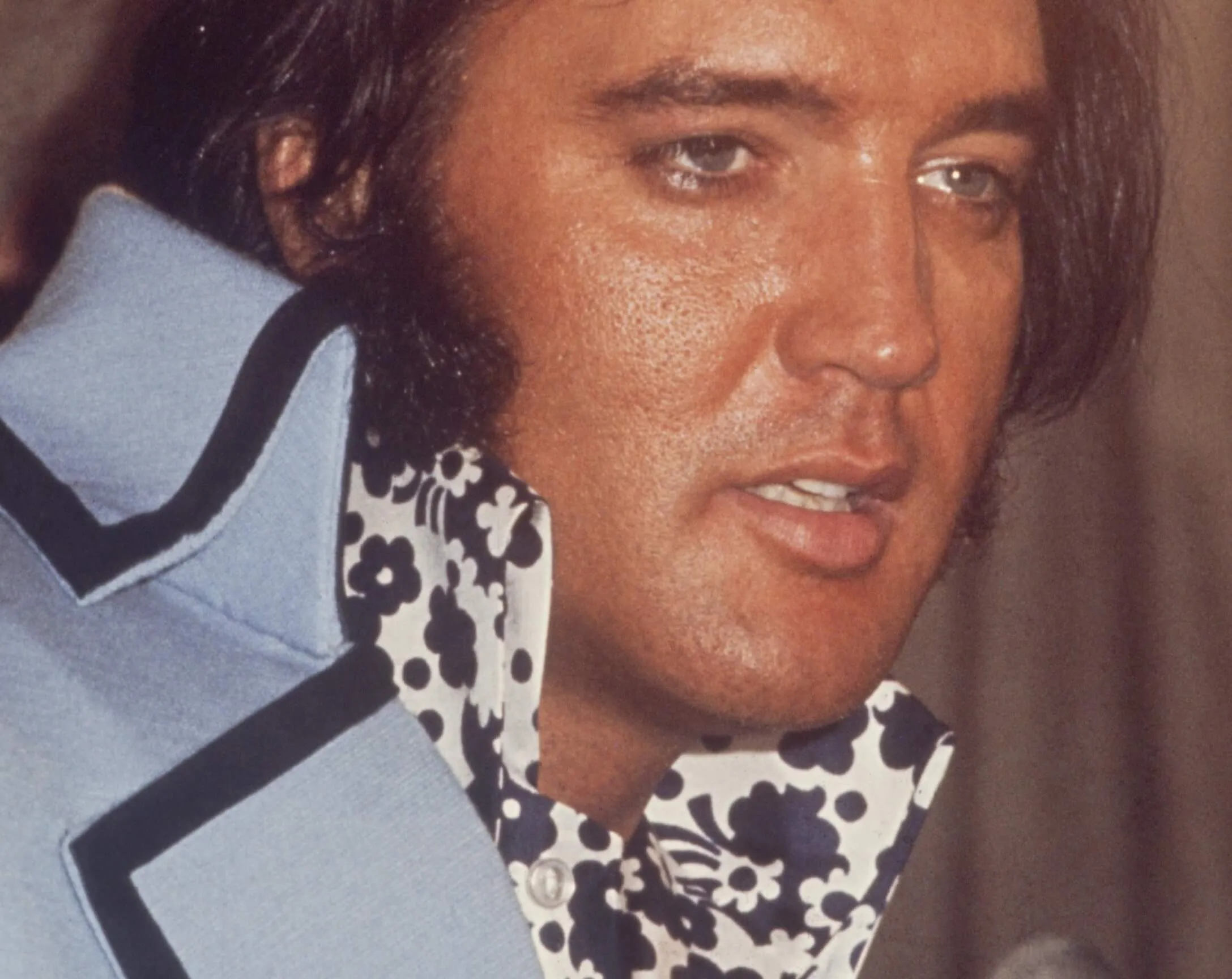 Birthday boy Elvis Presley wearing blue