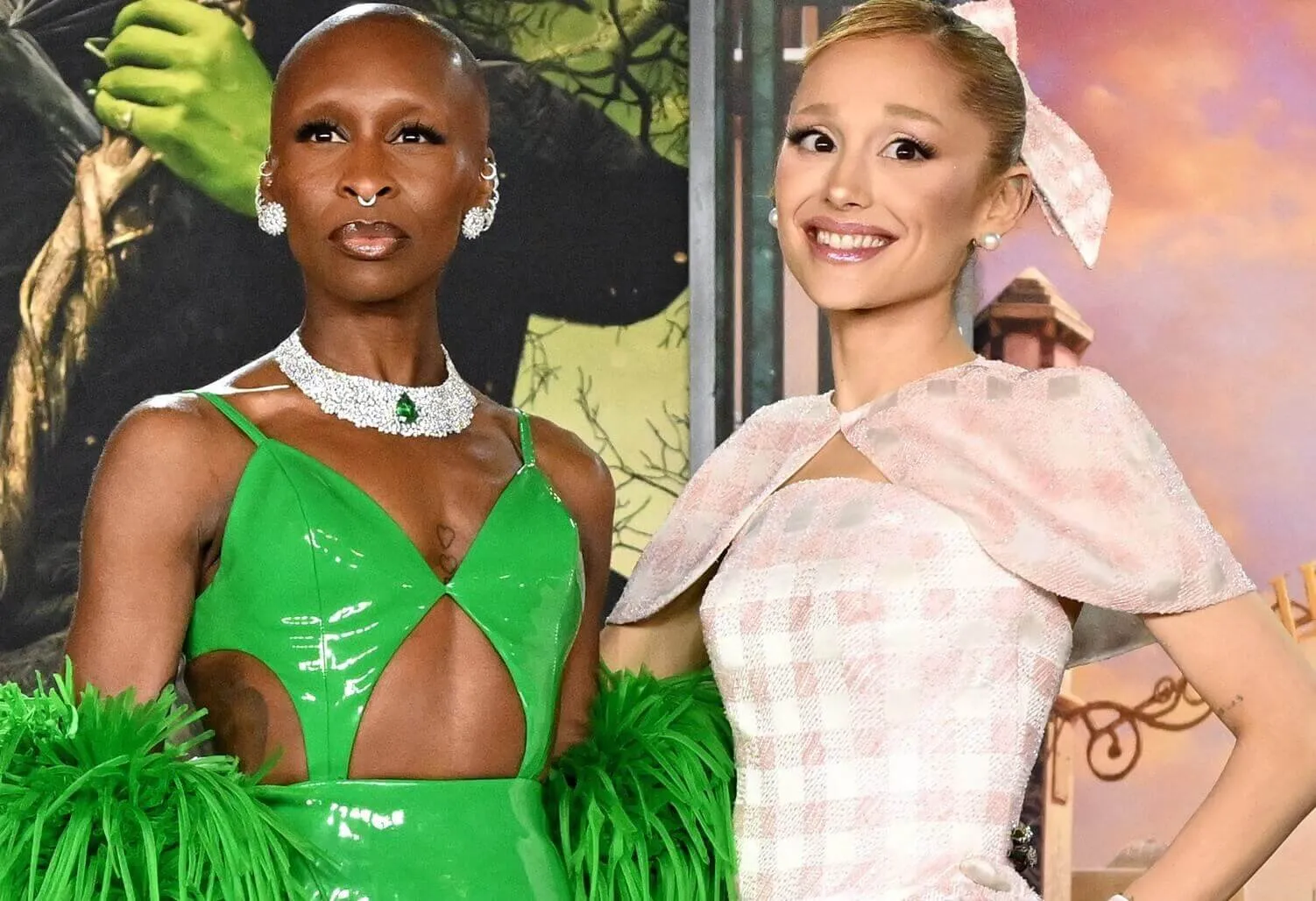 'Wicked' stars Cynthia Erivo and Ariana Grande in dresses