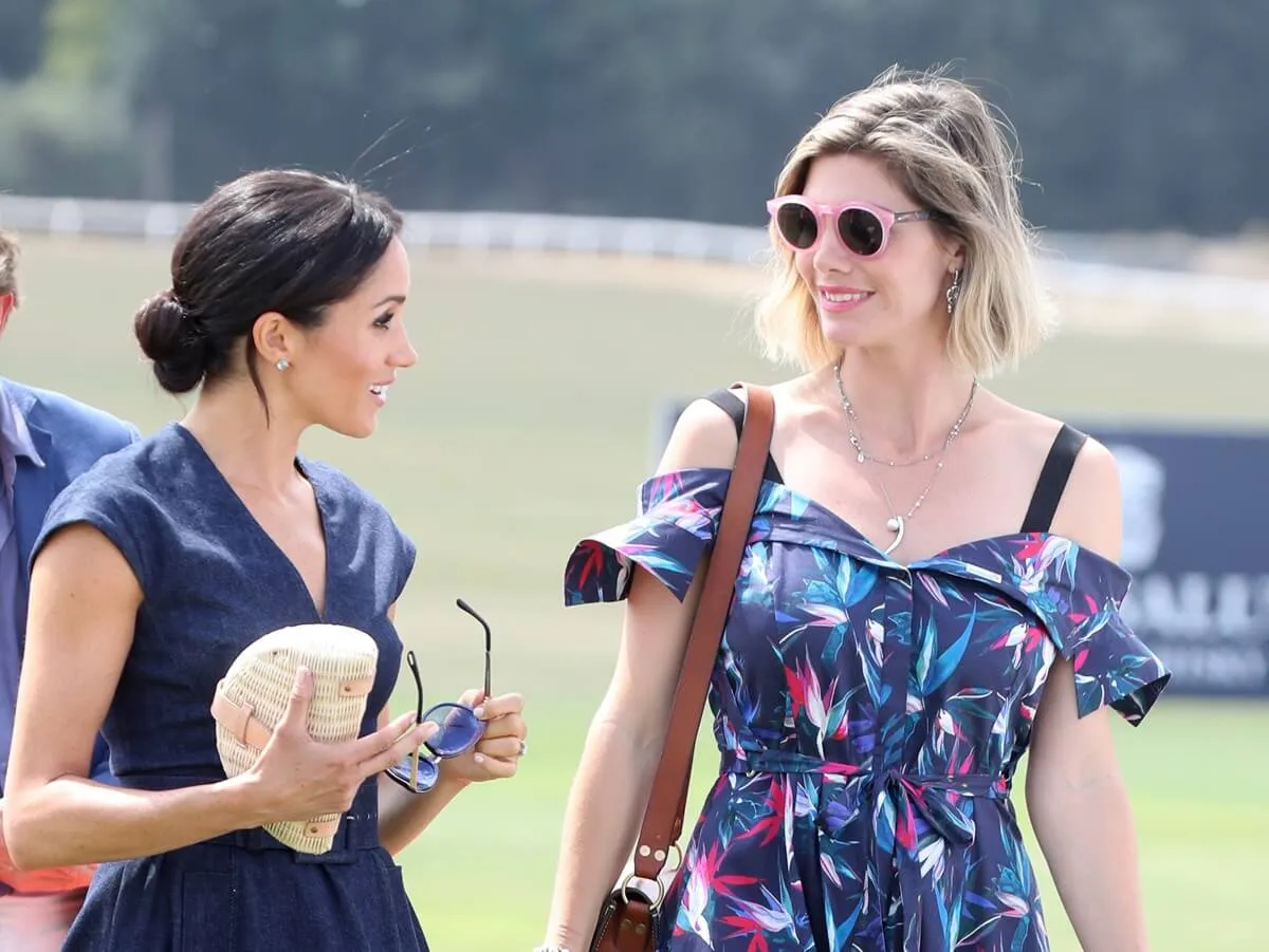 Meghan Markle and Delfina Figueras arrive for the Sentebale Polo 2018 held at the Royal County of Berkshire Polo Club