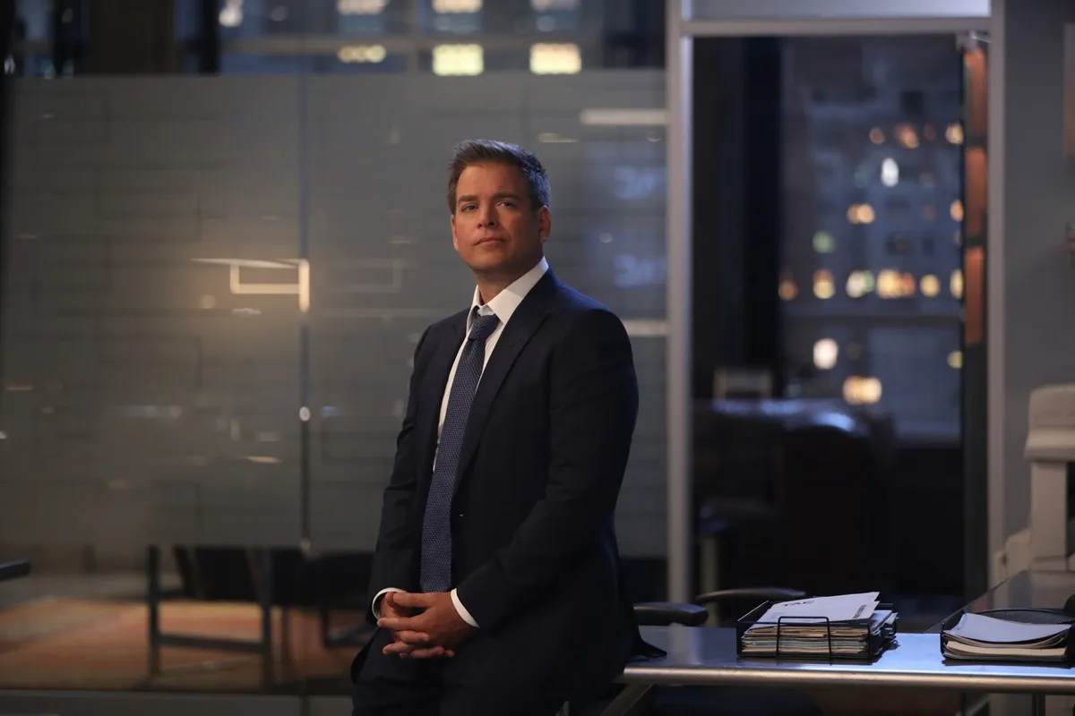 Michael Weatherly posing while playing his character Jason Bull in 'Bull'.