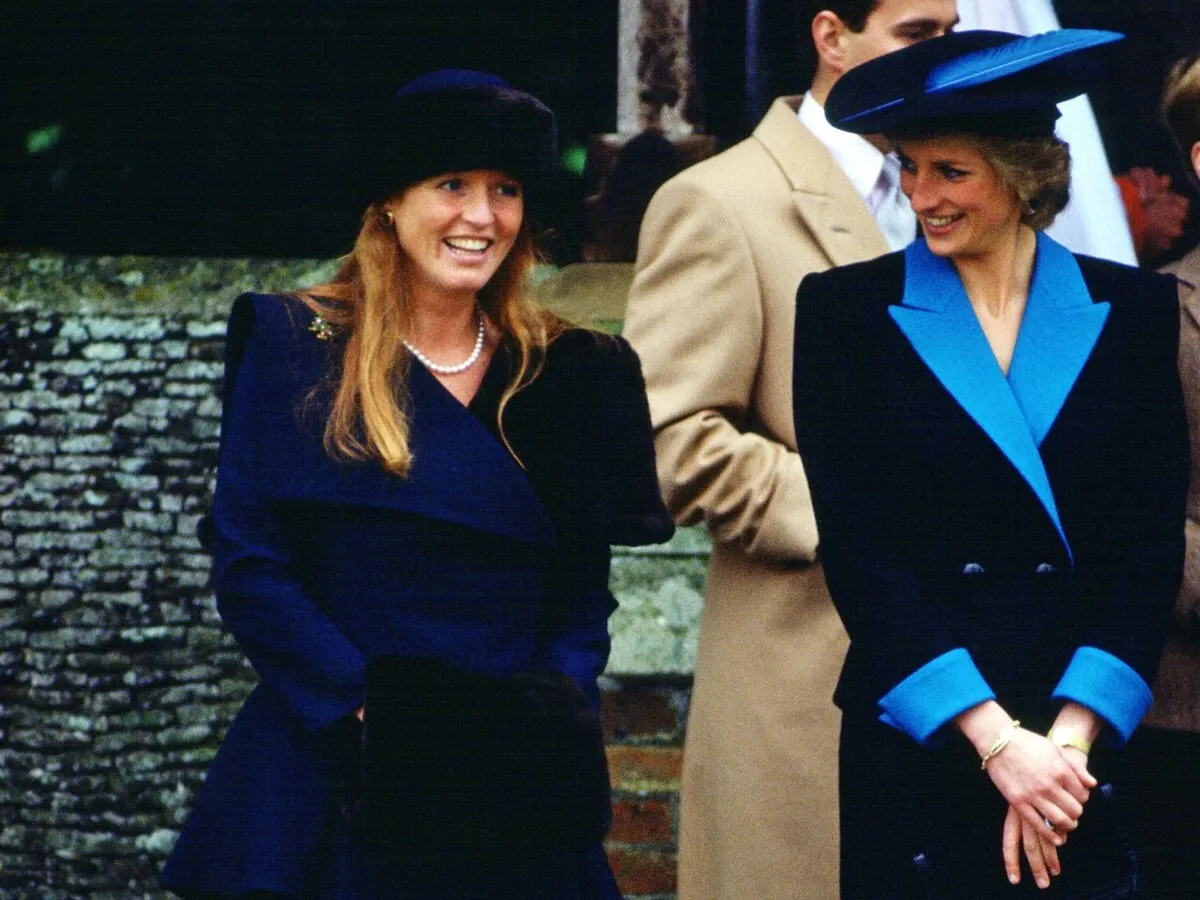 Princess Diana and Sarah Ferguson attend the Christmas service at Sandringham